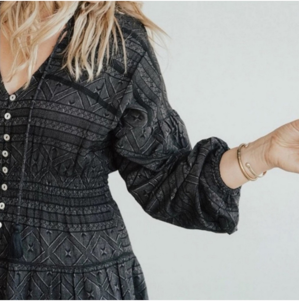Carly Jean Los Angeles Bohemian / Western / Prairie /  Tiered Maxi Prairie Dress - Picture 13 of 16